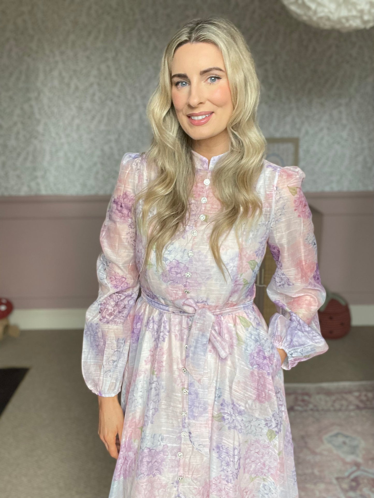 Matilda hydrangeas purple maxi dress