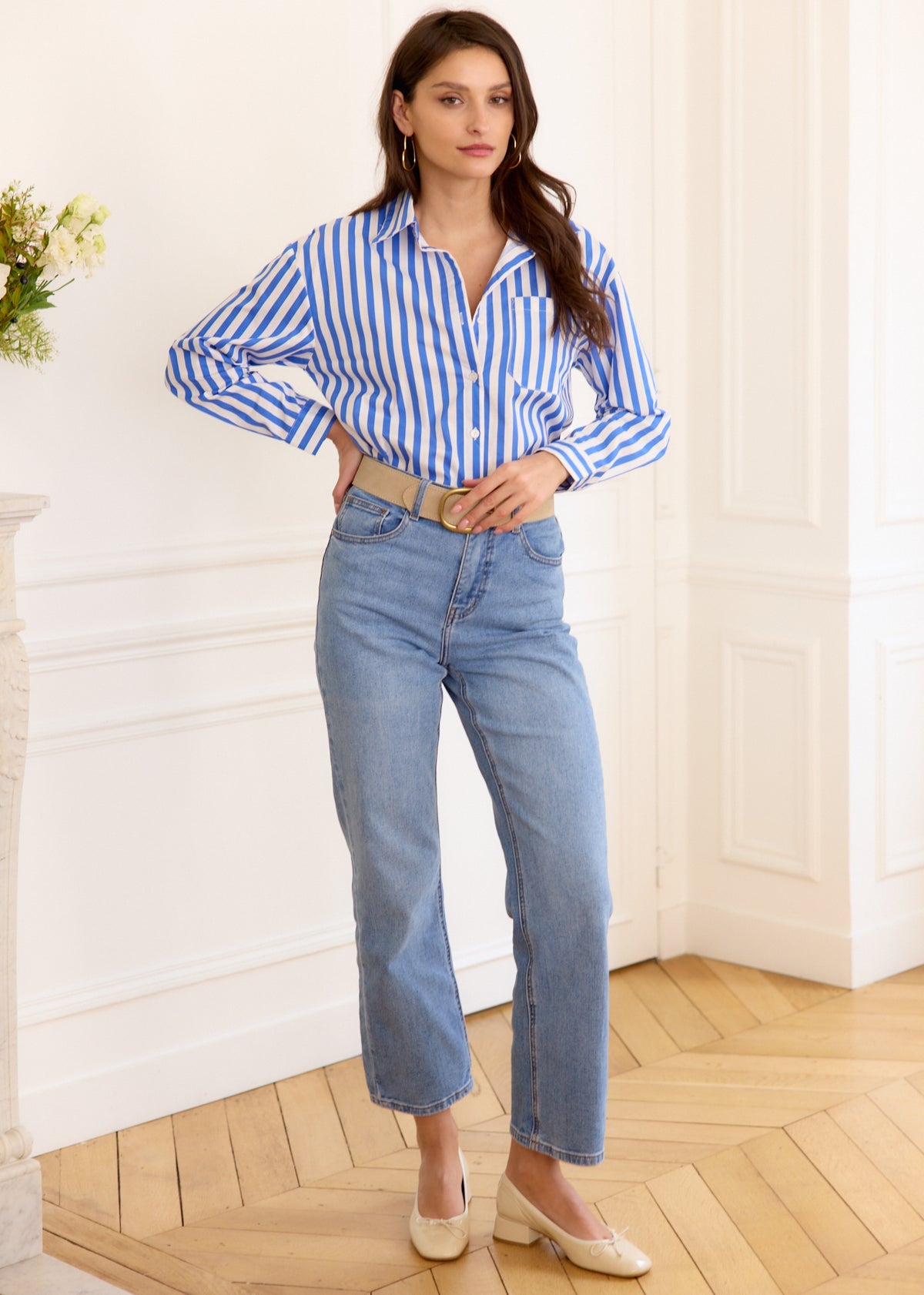 Mila blue striped cotton shirt