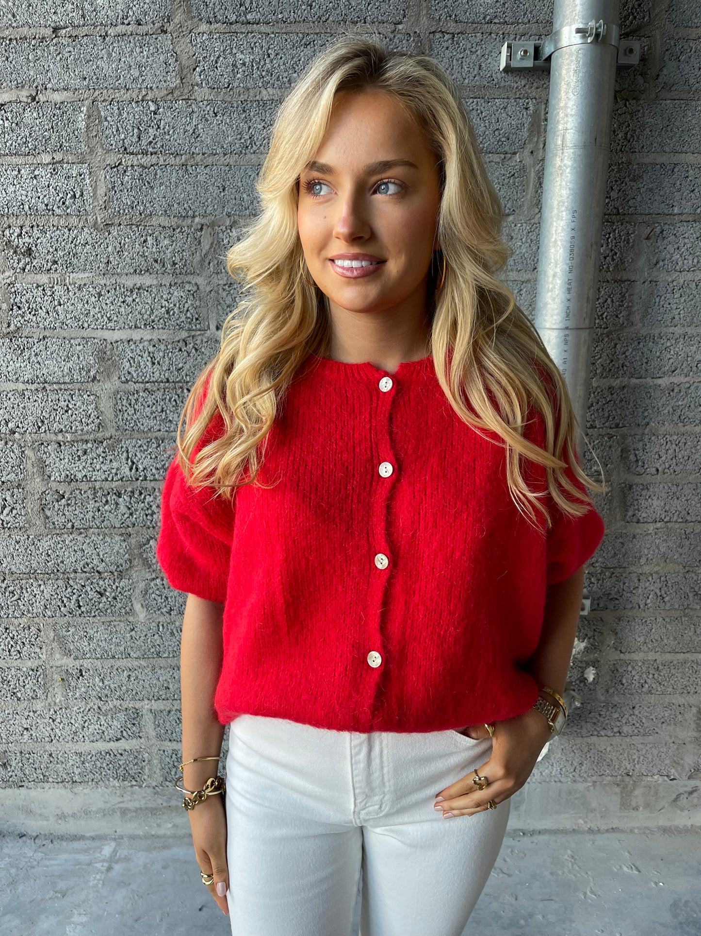 Aoife red mohair cardigan