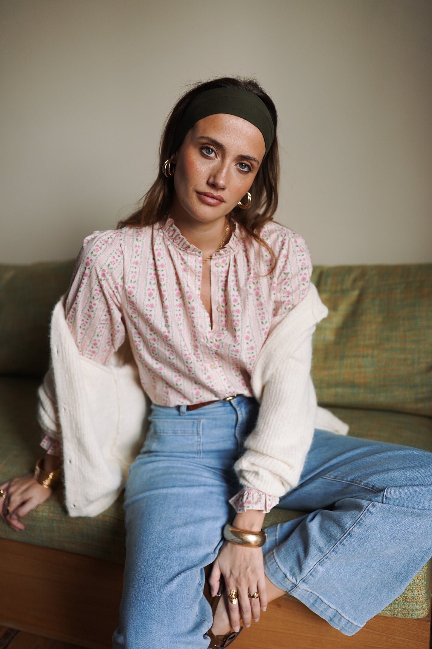 Preorder Grace pink ditsy floral blouse