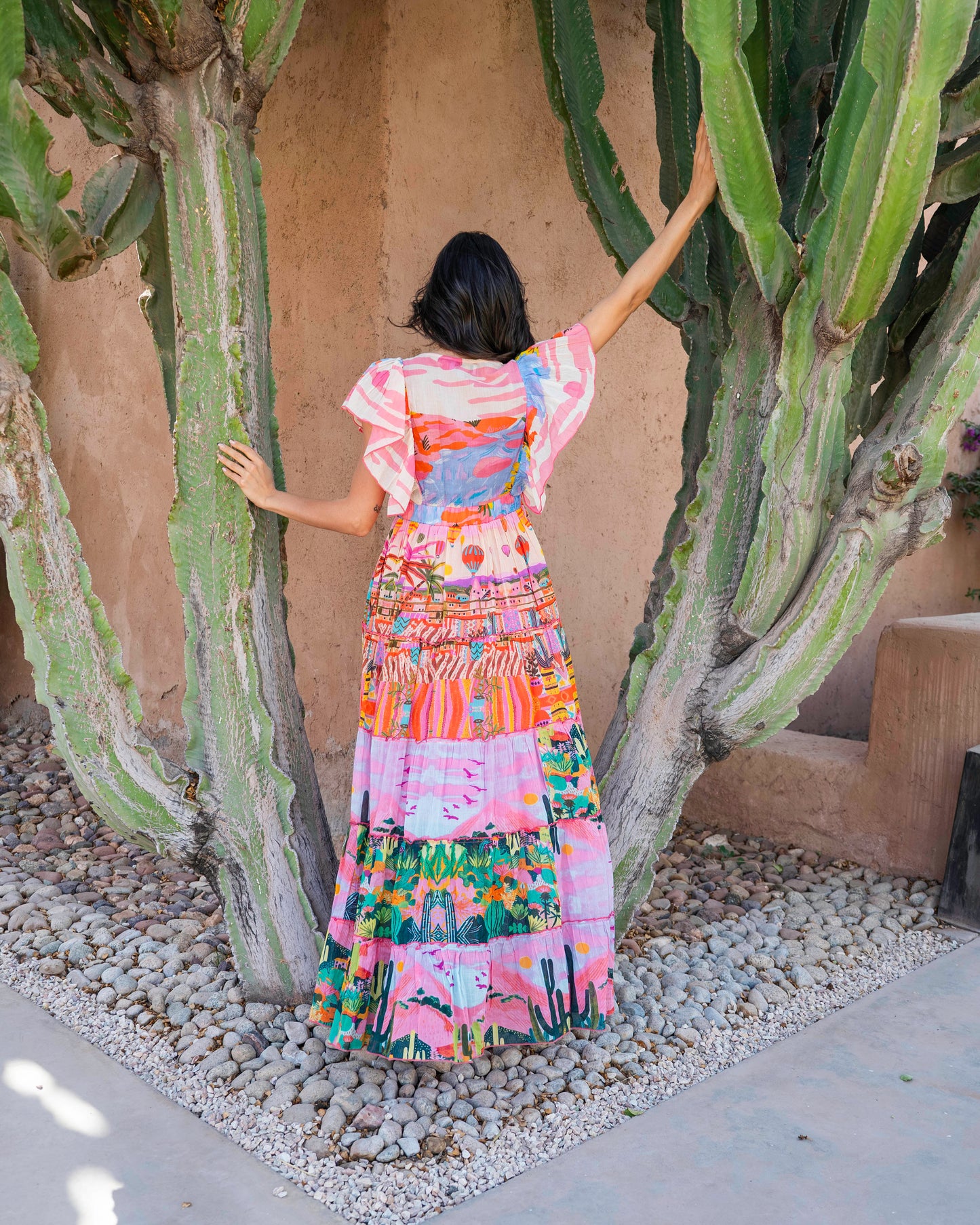 Mila hot air balloon print long dress