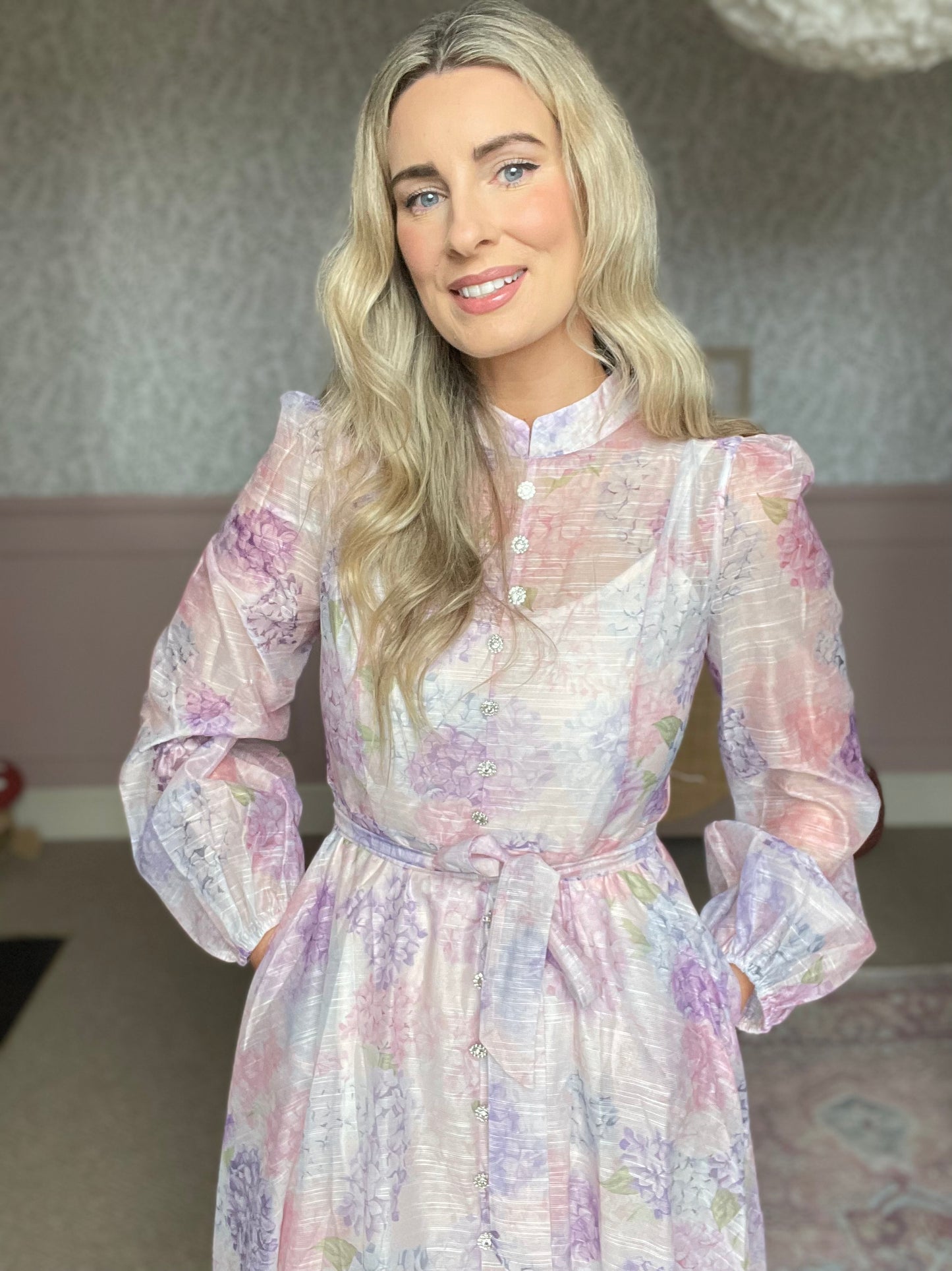 Matilda hydrangeas purple maxi dress