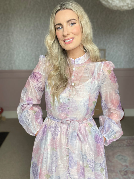 Matilda hydrangeas purple maxi dress