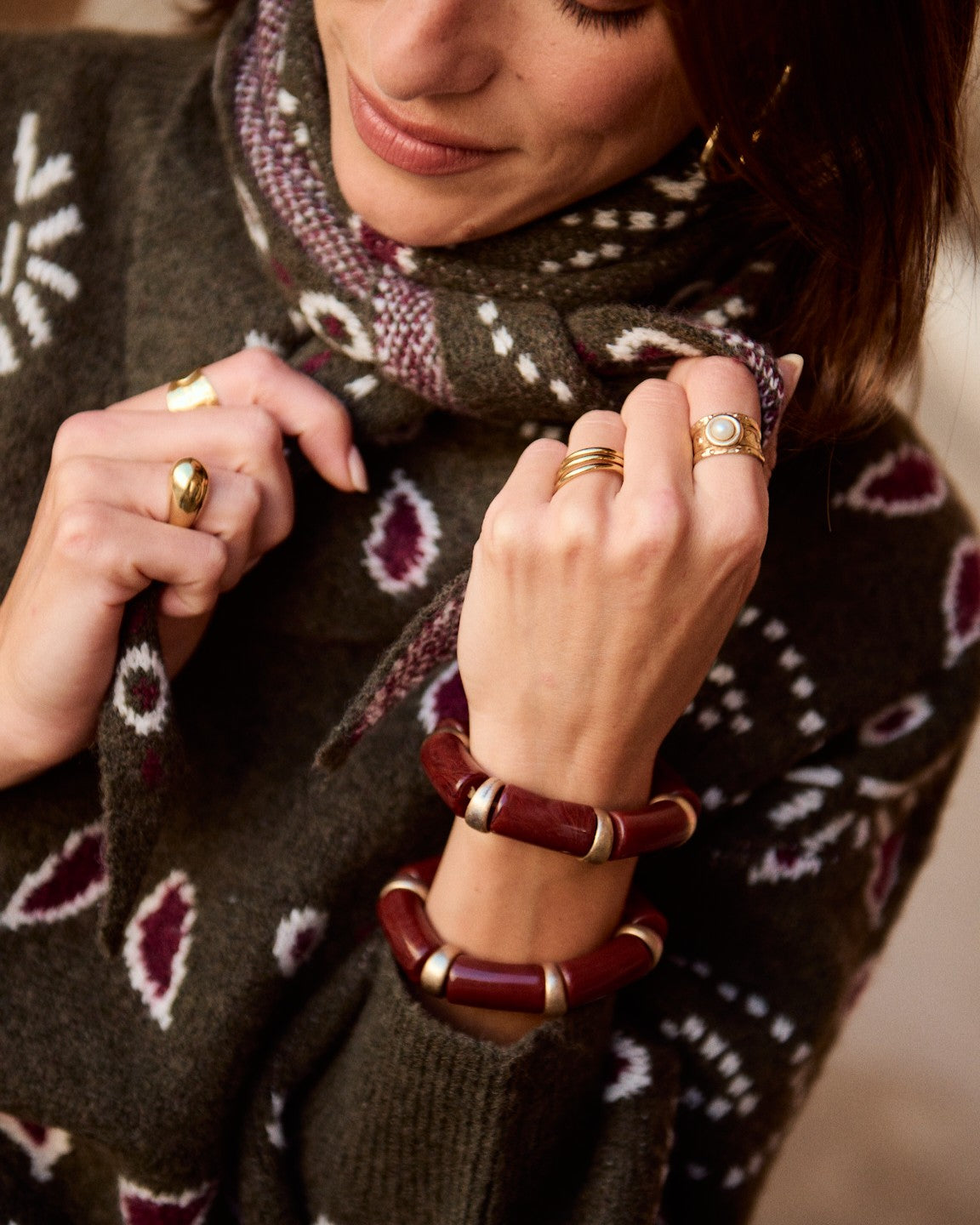 Gráinne khaki jumper with scarf