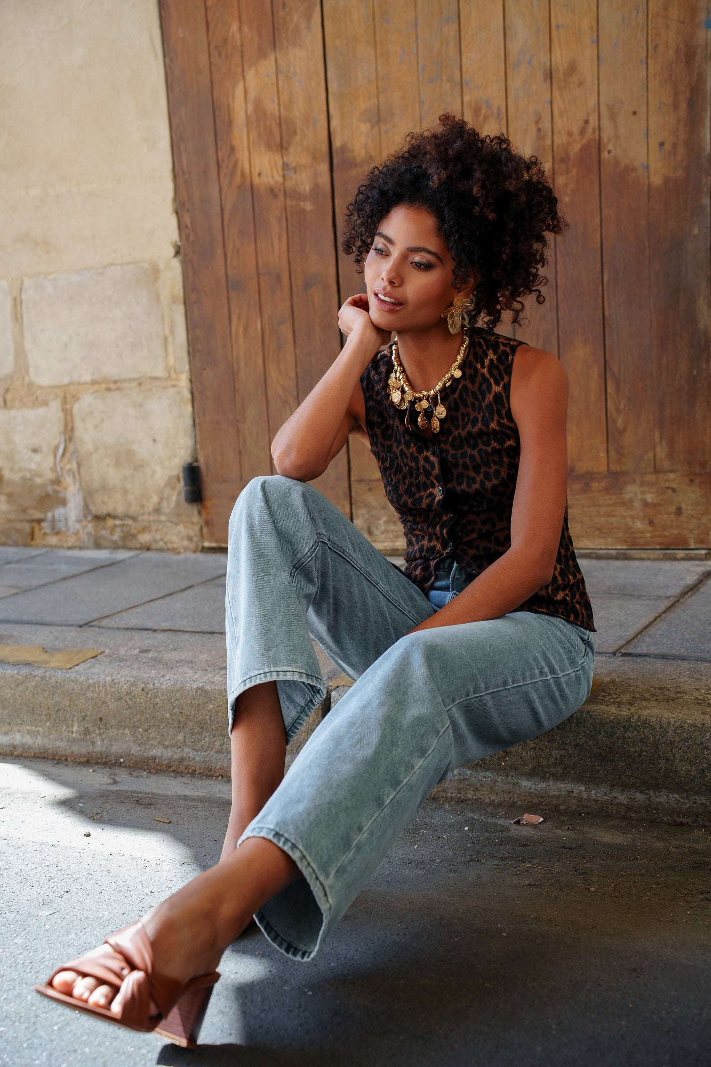 Raphael blue wash wide leg jeans