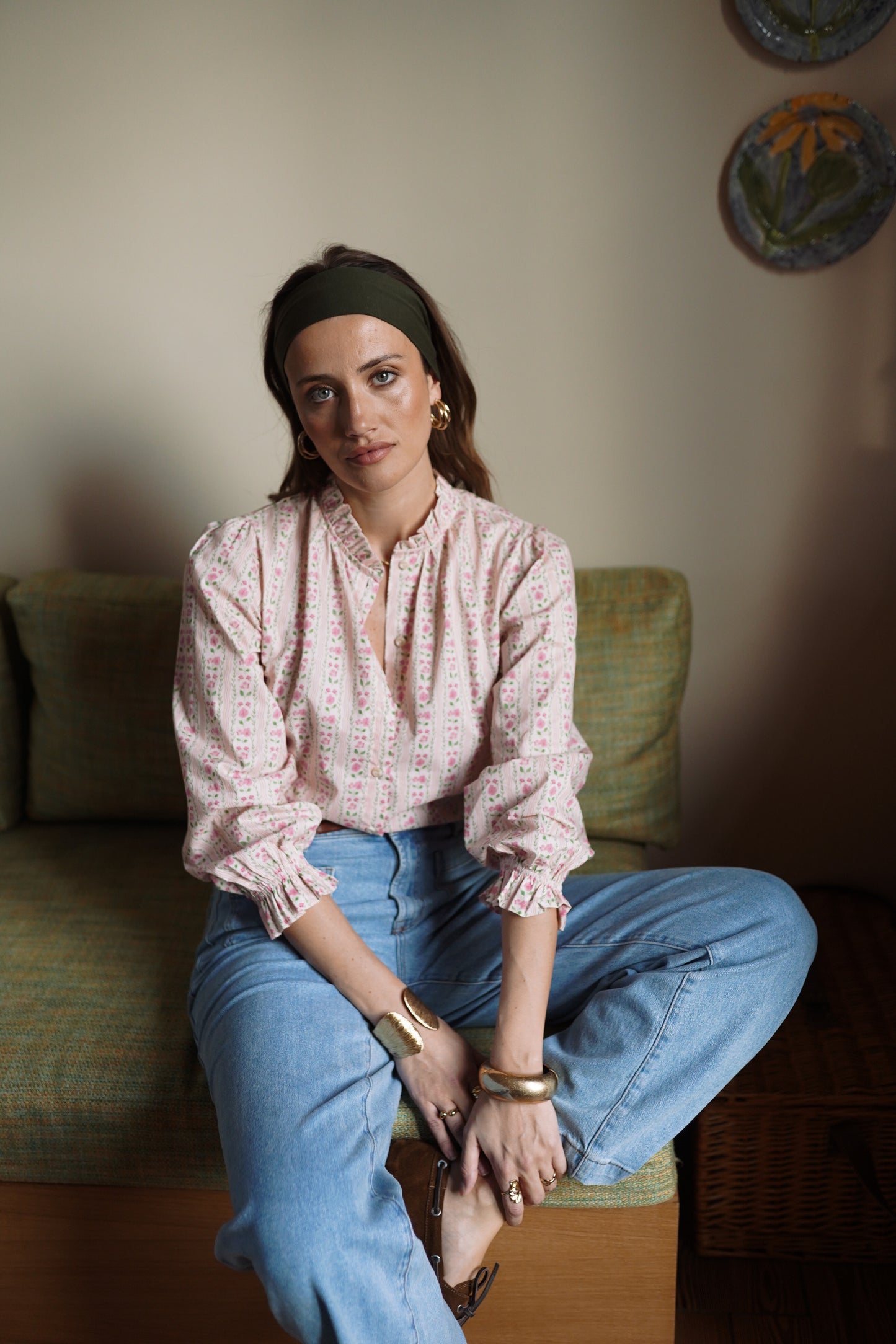 Preorder Grace pink ditsy floral blouse