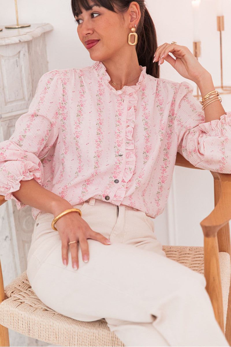 Lara pink floral blouse