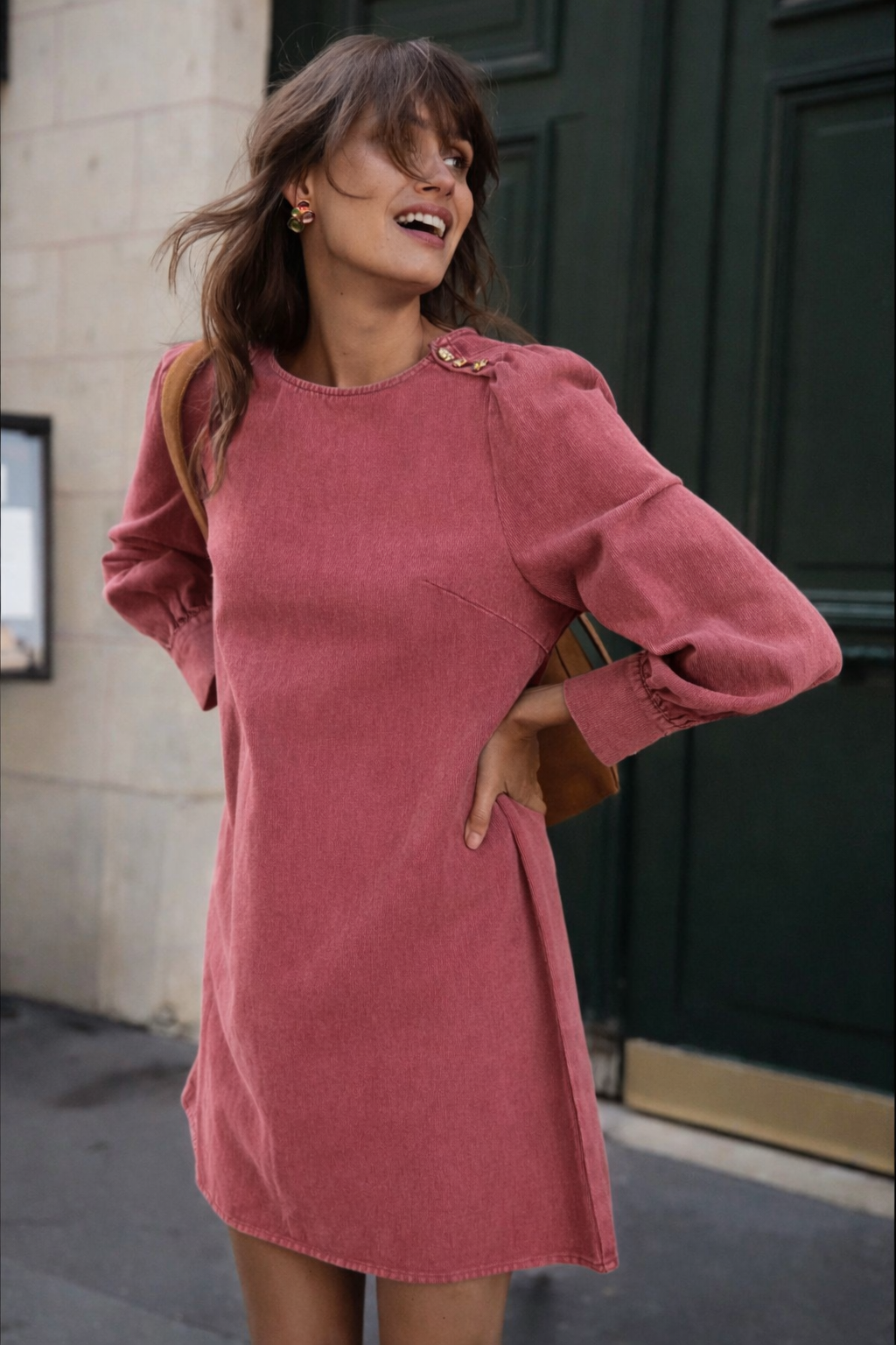 Celestine pink wash denim dress