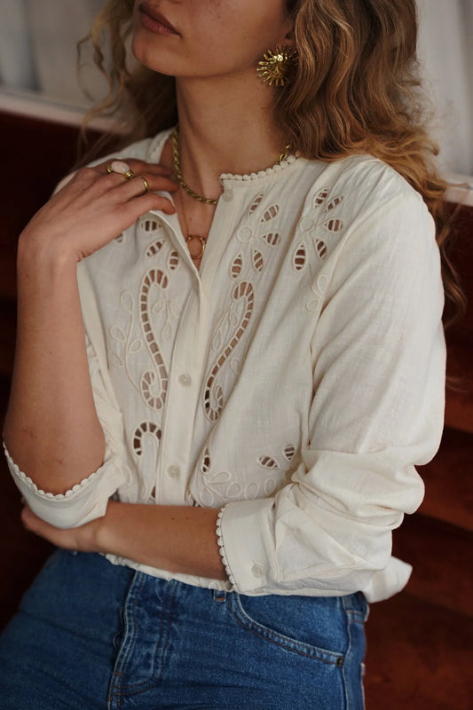 Danielle ecru embroidered blouse