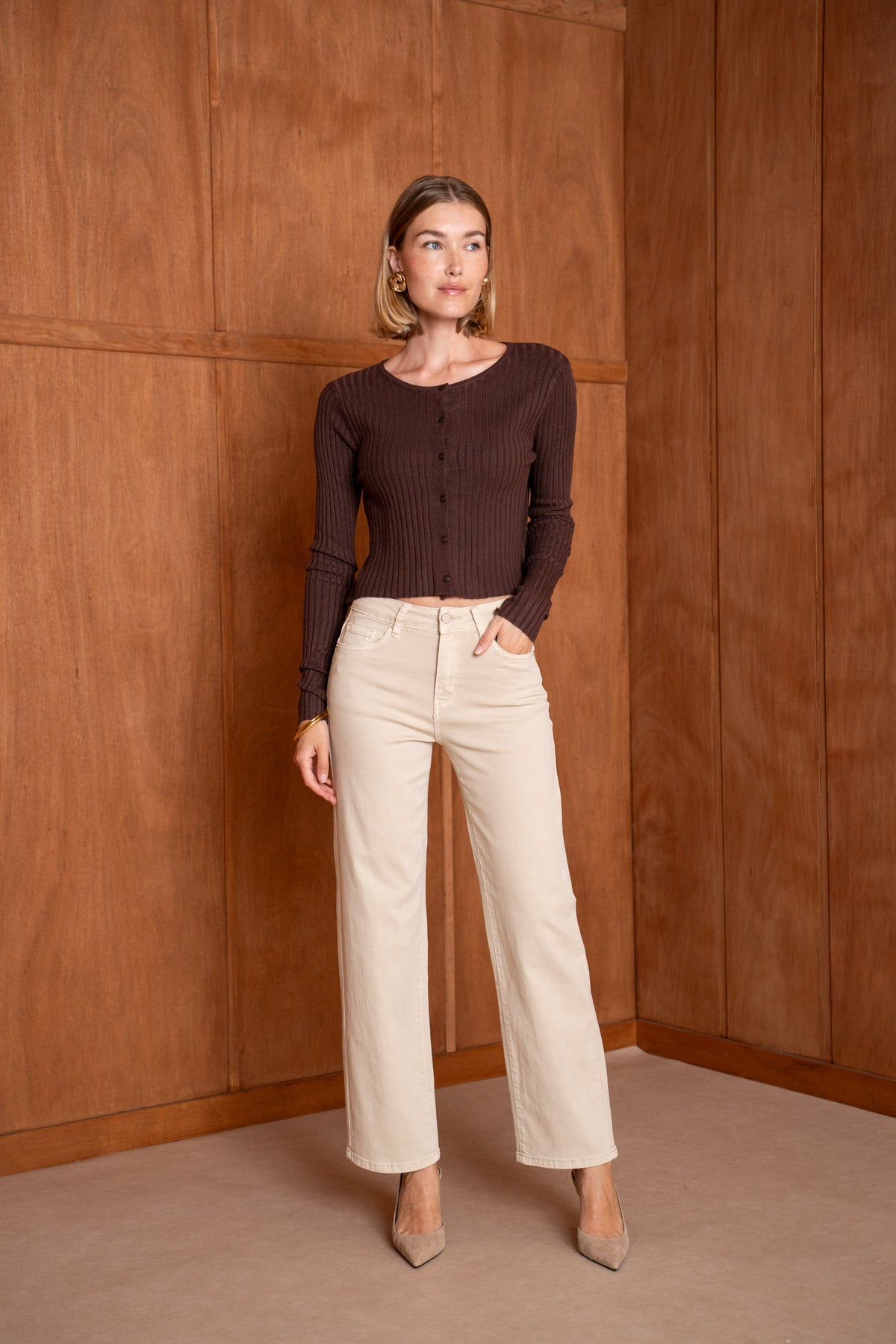 Lauren beige wide leg jeans