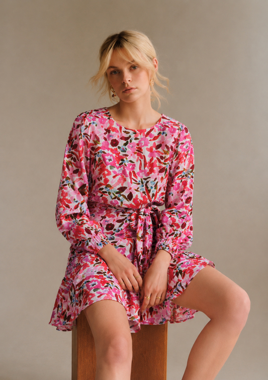 Milly pink floral mini dress