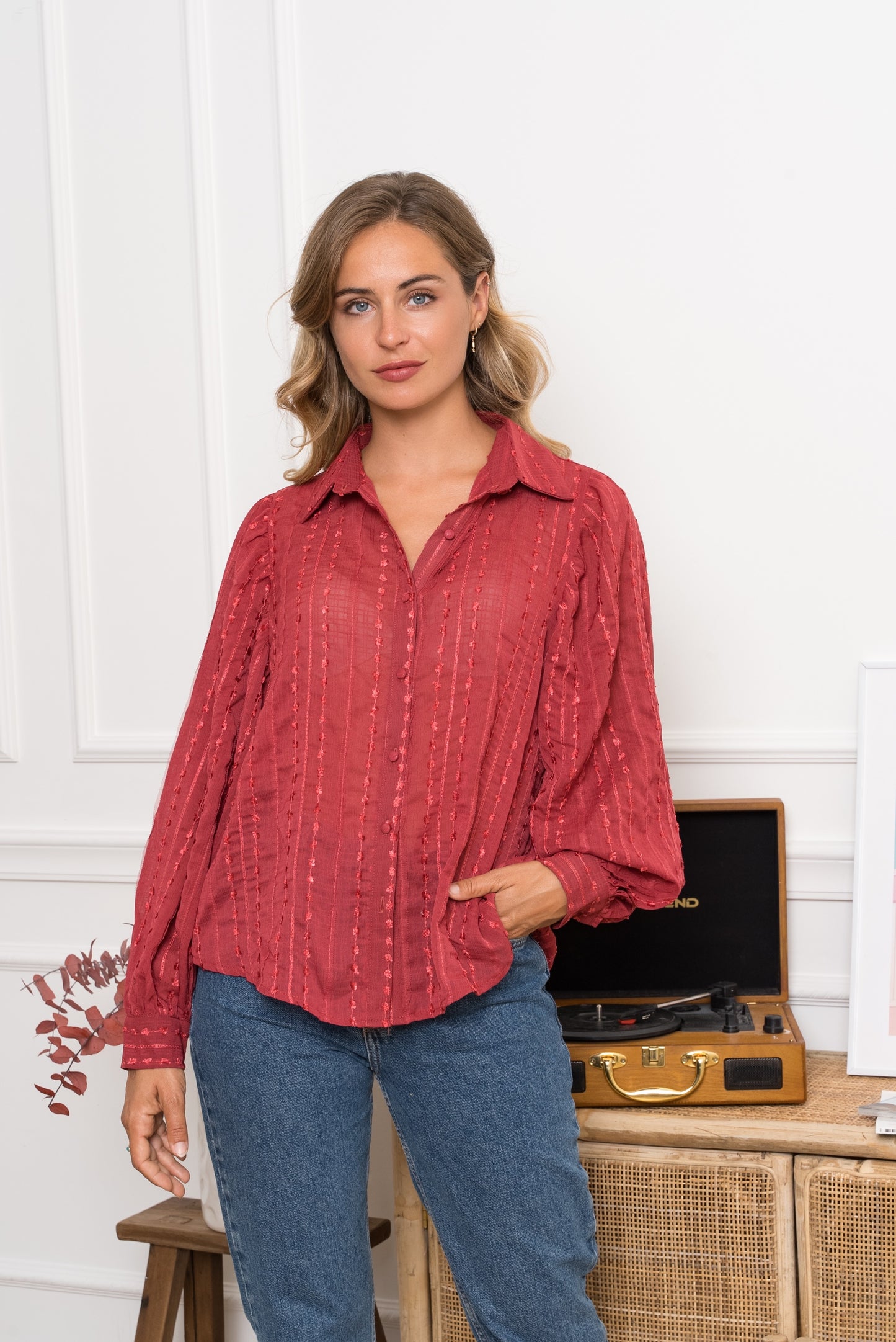 Cora balloon sleeve blouse caramel