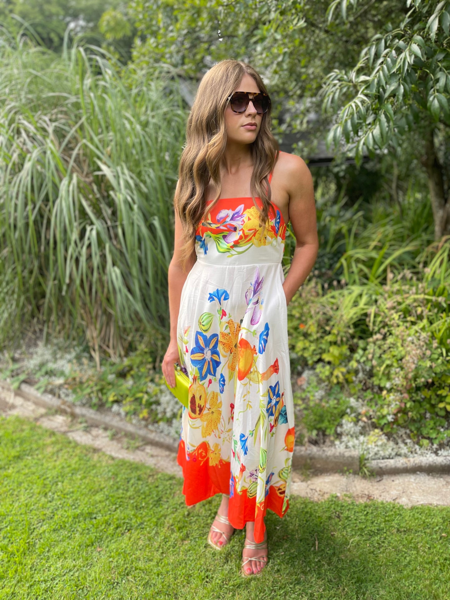 Tropicana floral organic linen dress