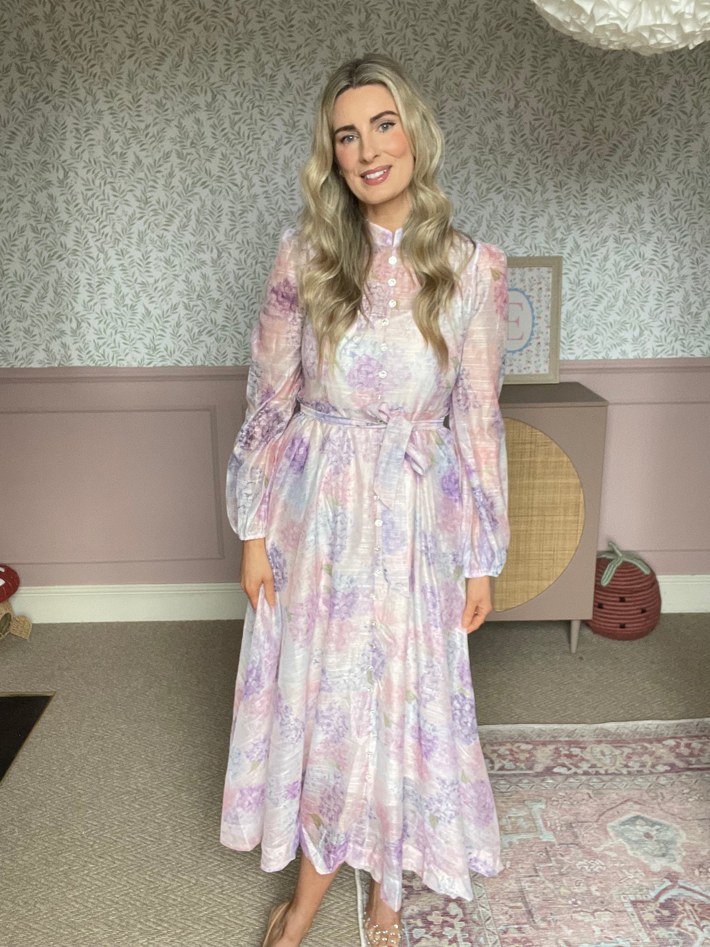 Matilda hydrangeas purple maxi dress