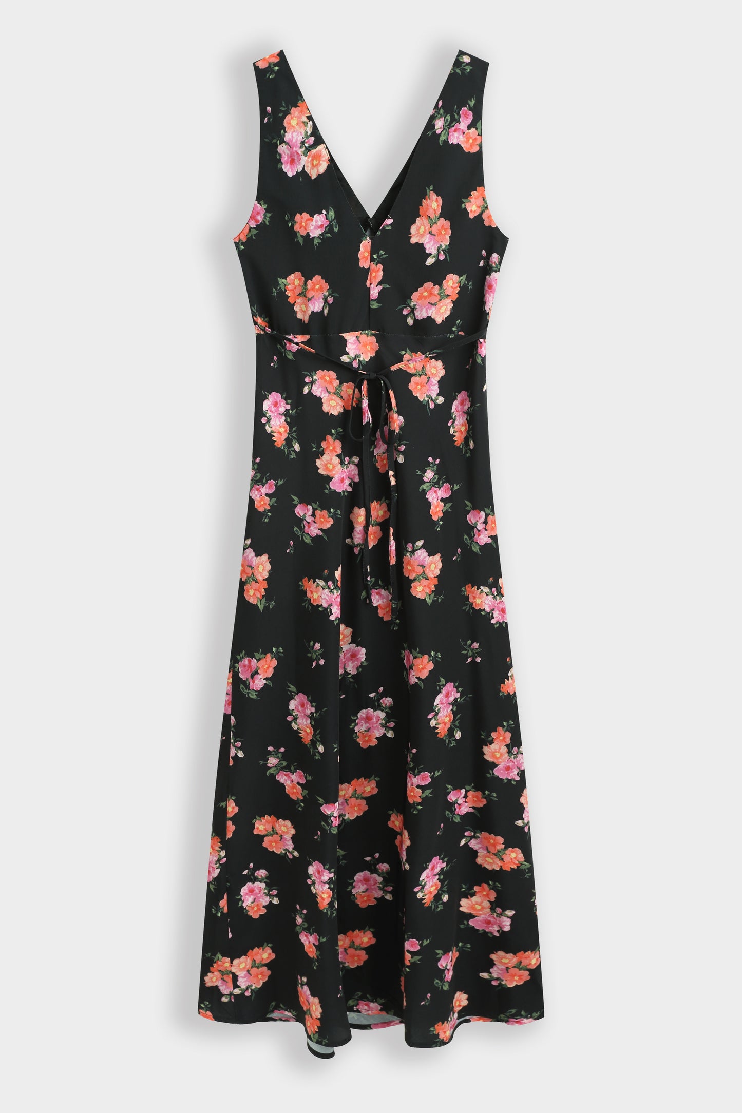 Imelda black floral v neck dress