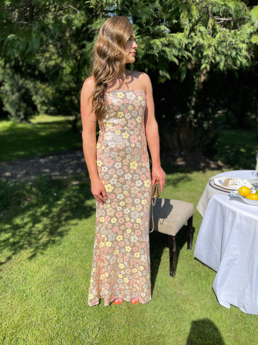 Imogen sequin floral mermaid dress
