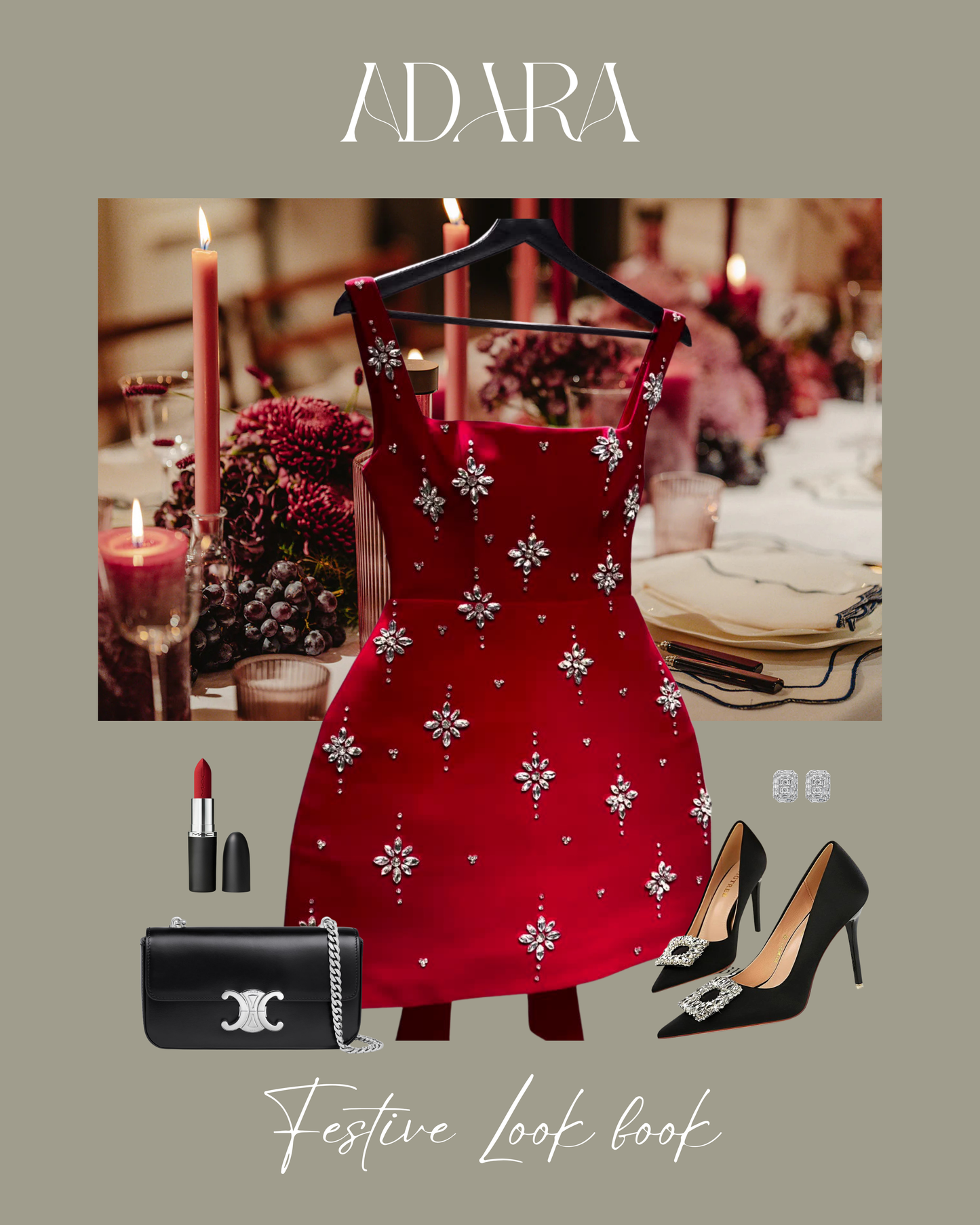 Eve red embellished bow dress