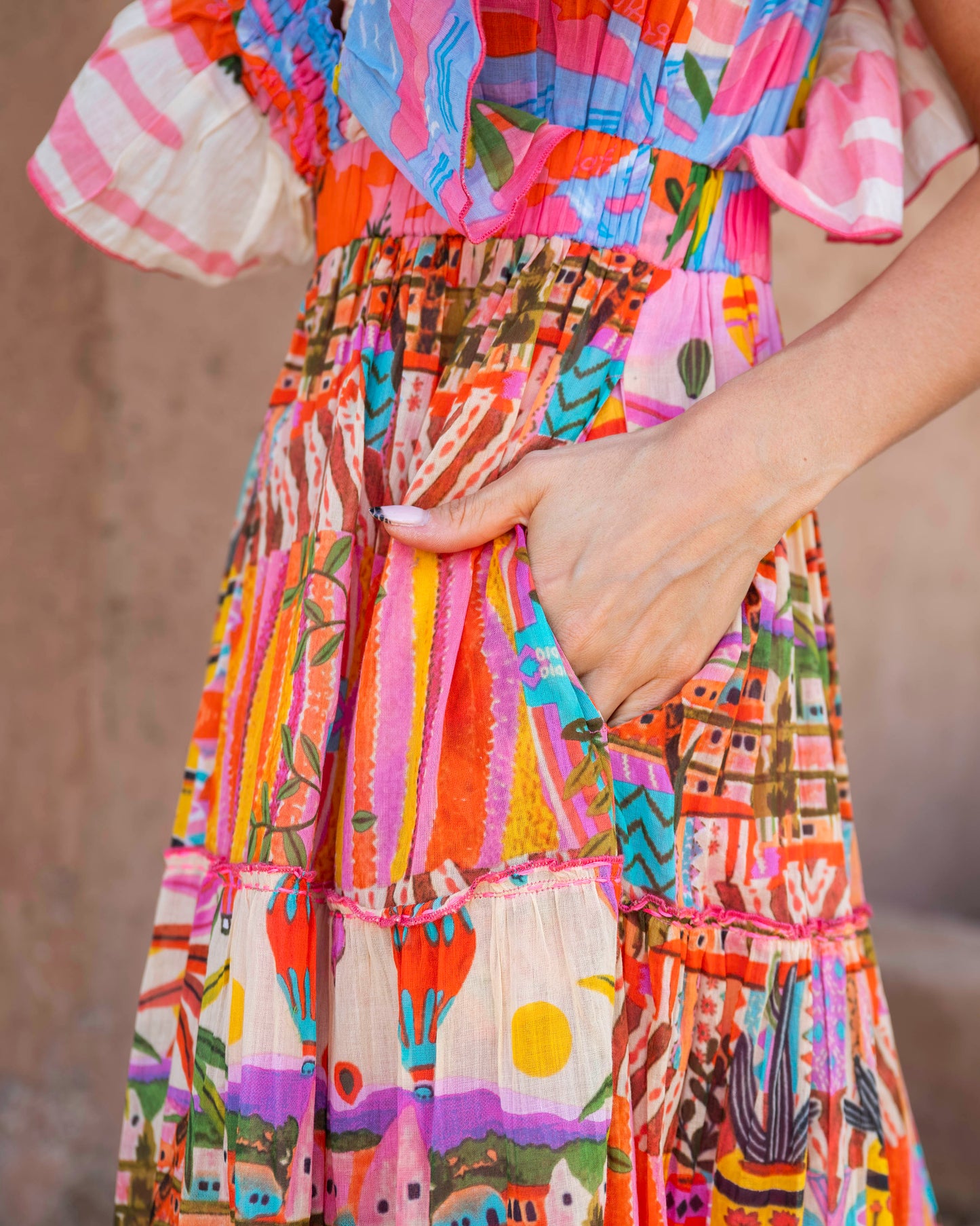 Mila hot air balloon print long dress