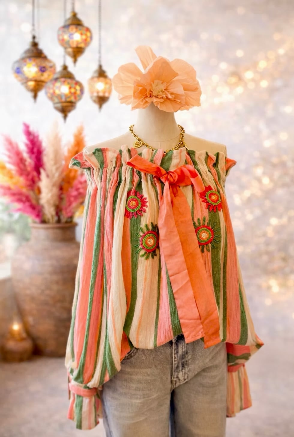 Tess beaded off shoulder top