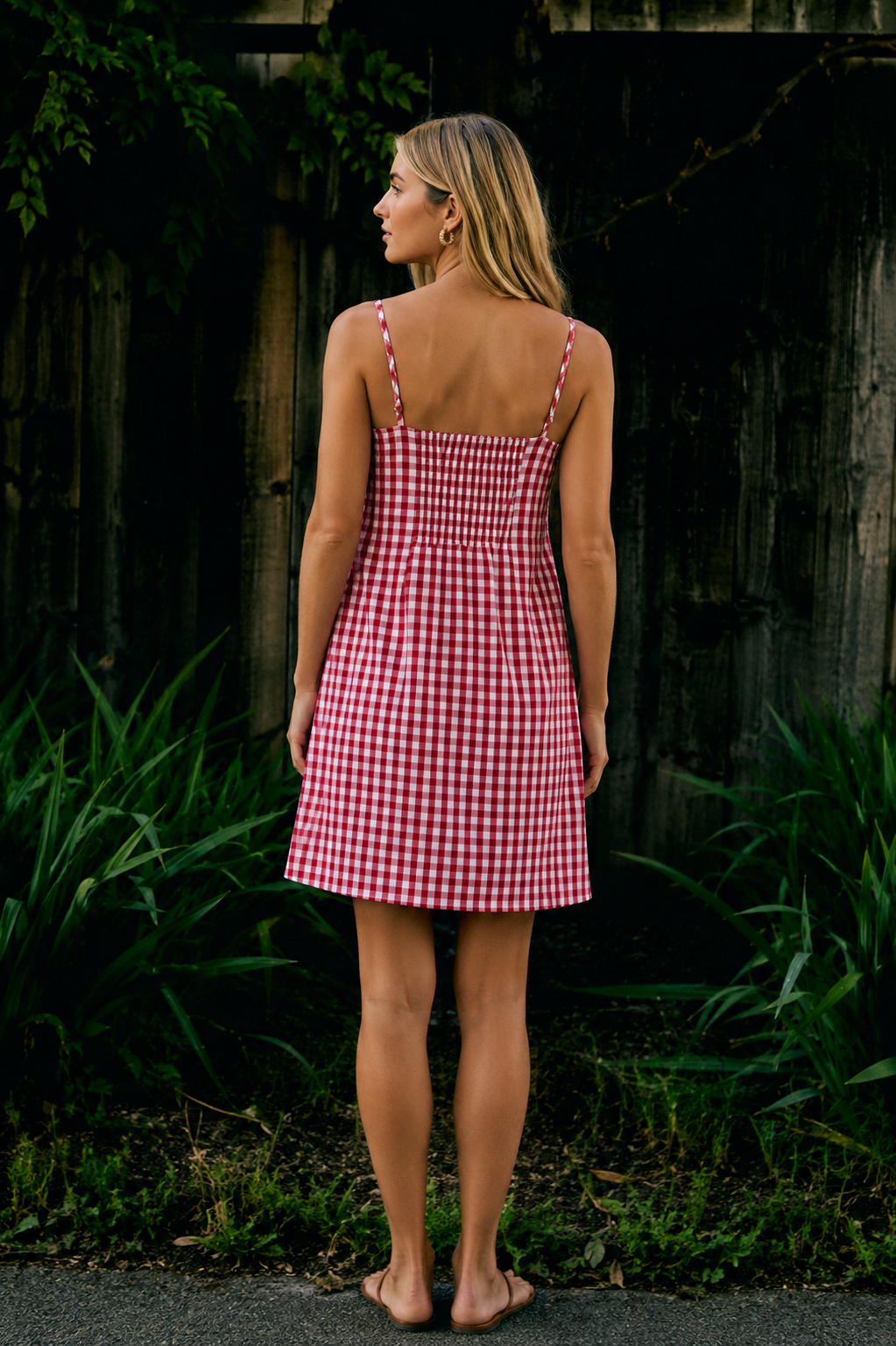 Ruby red gingham mini dress