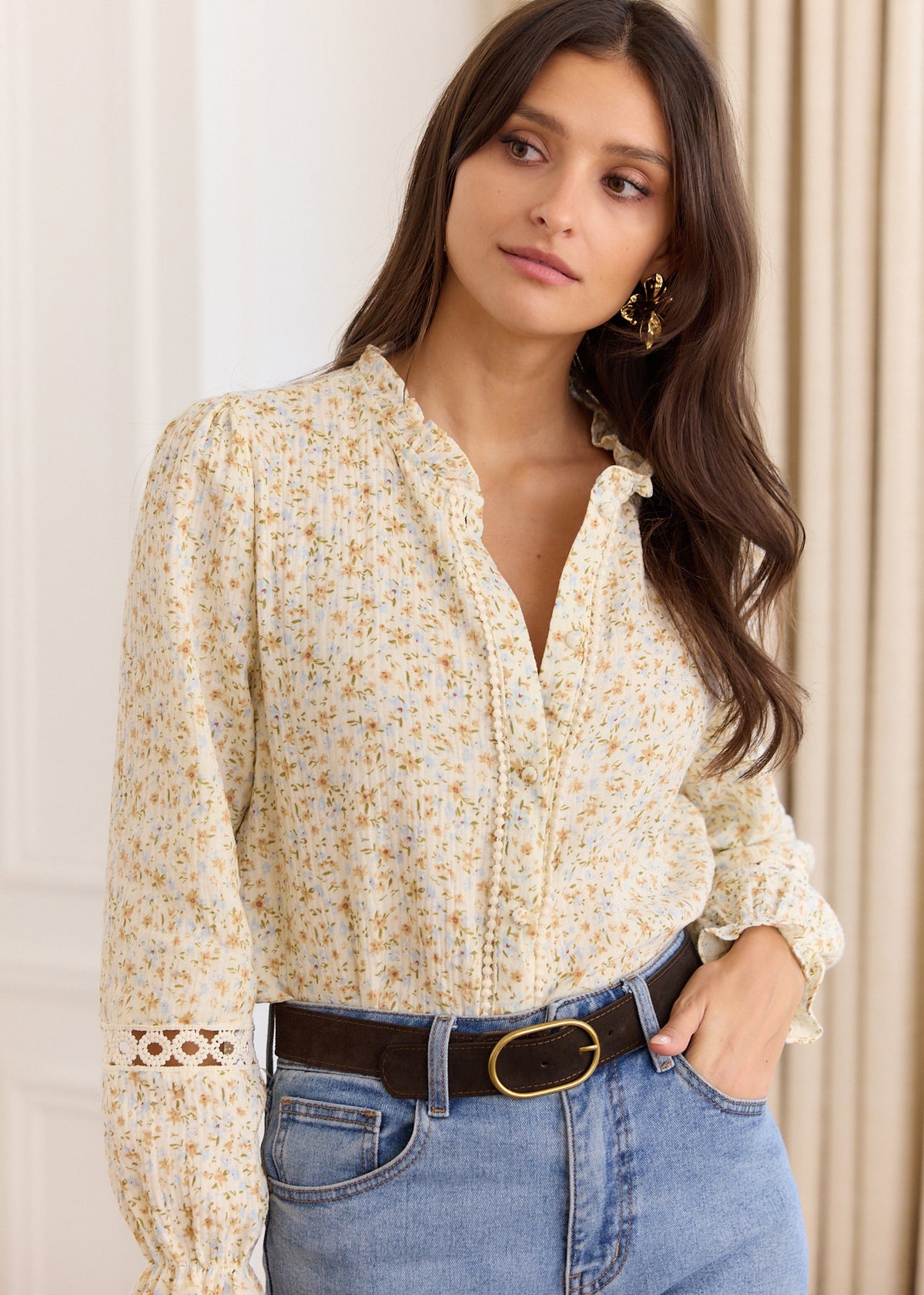 Ella soft floral boho blouse