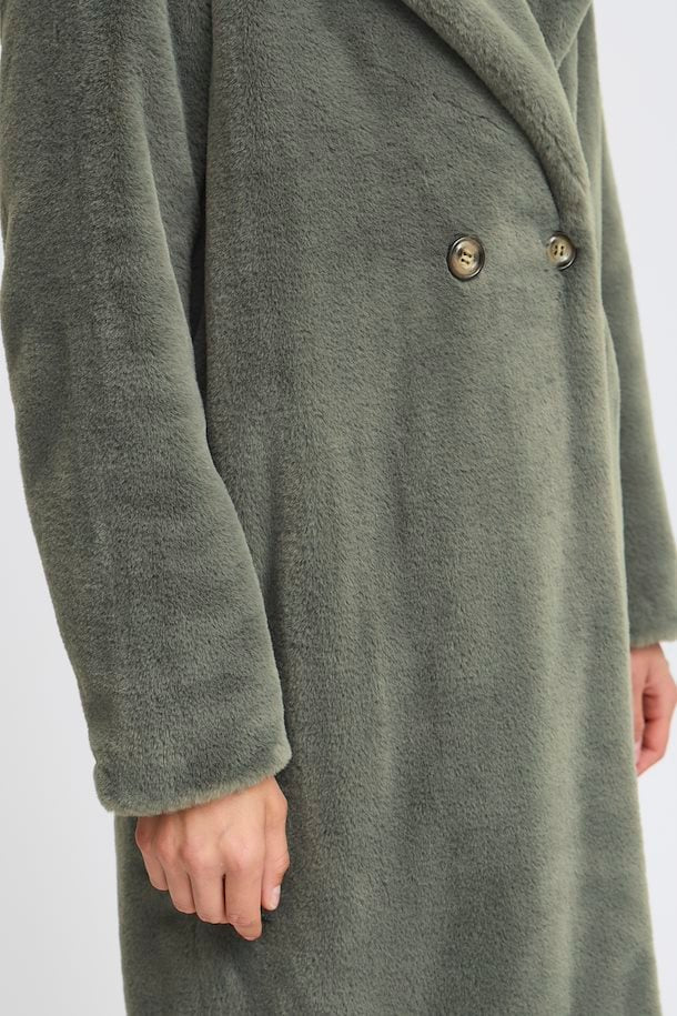 IHHAYA Outerwear mulled basil faux fur coat