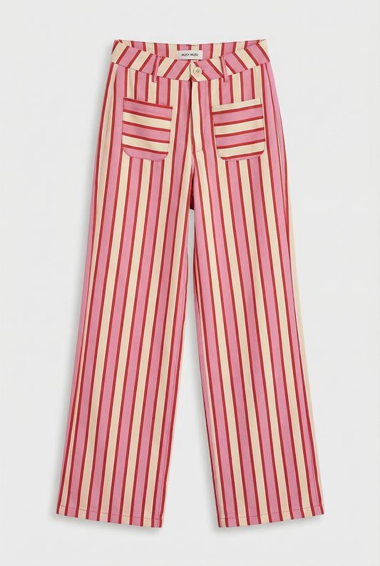 Chloe pink & yellow striped denim pants