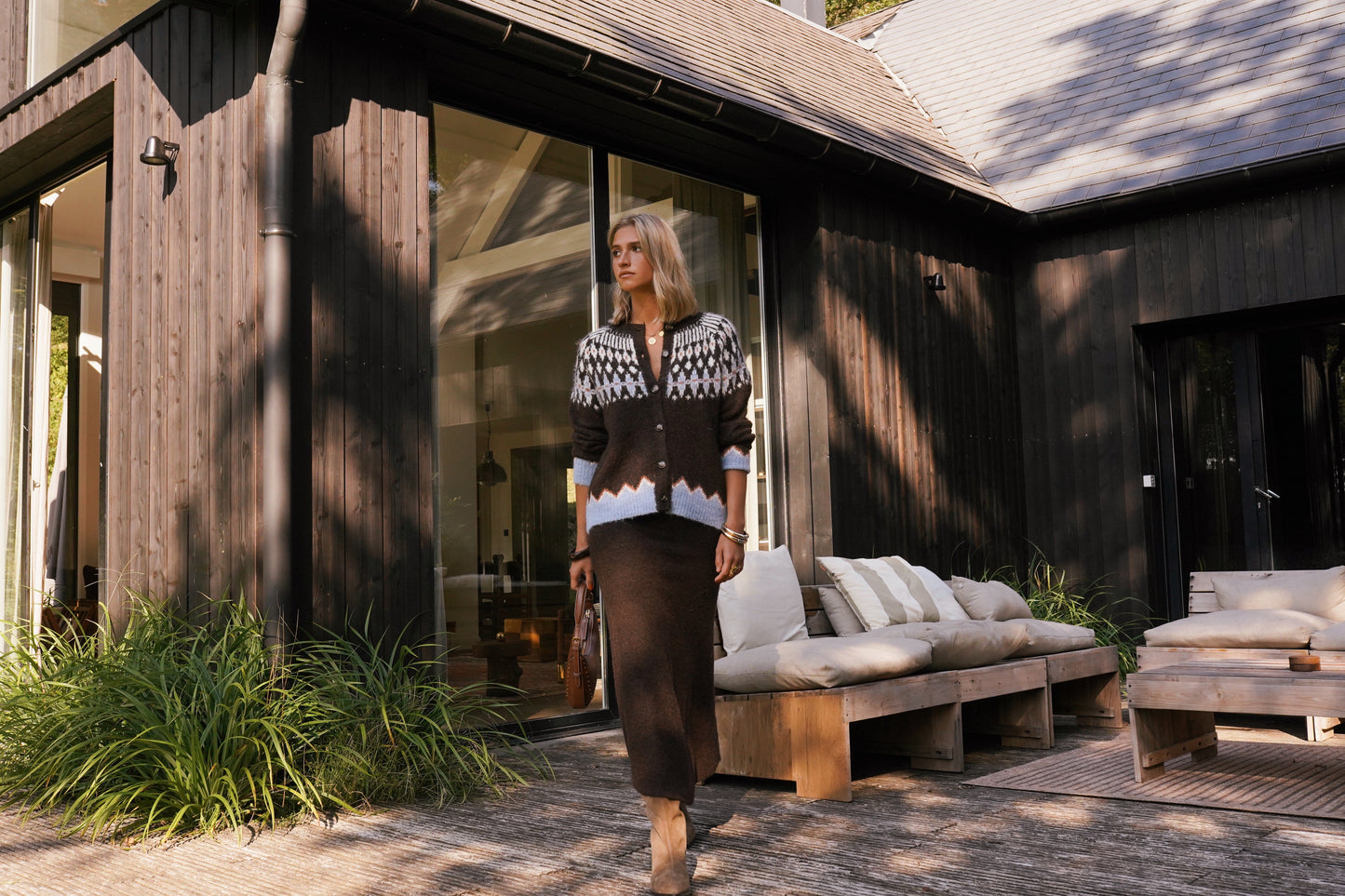 Claire Nordic brown & blue cardigan