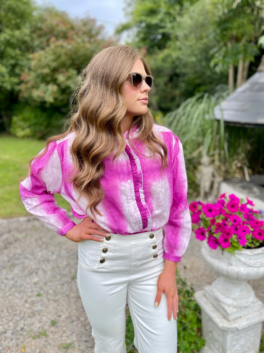 Bella purple tie dye boho blouse