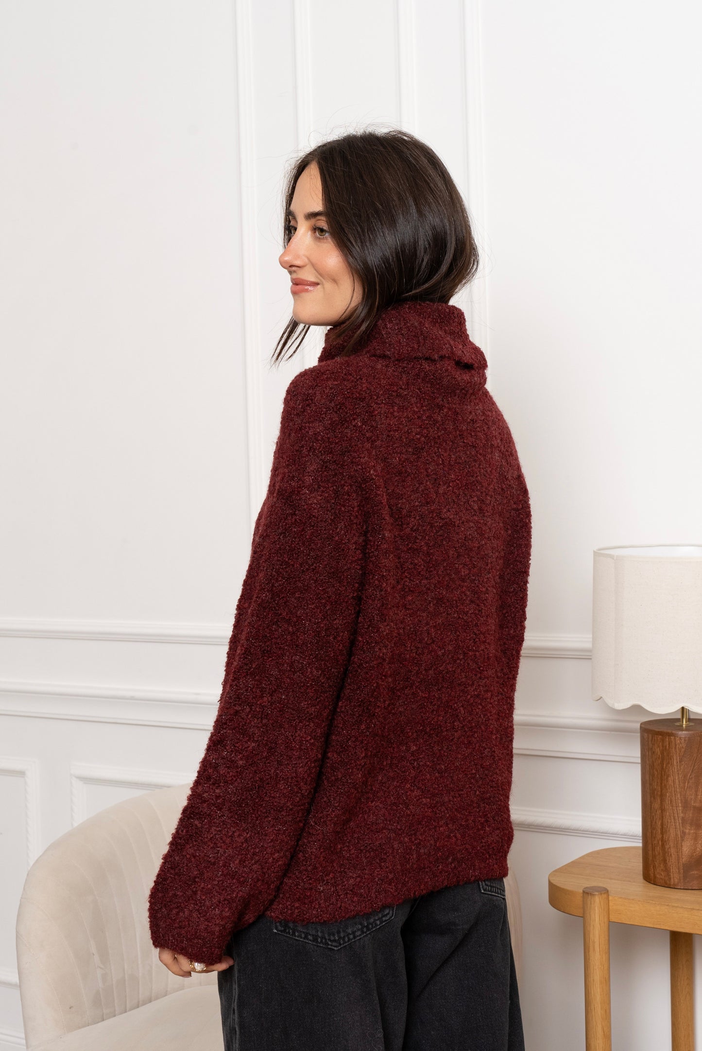 Edith Burgundy polo fluffy jumper