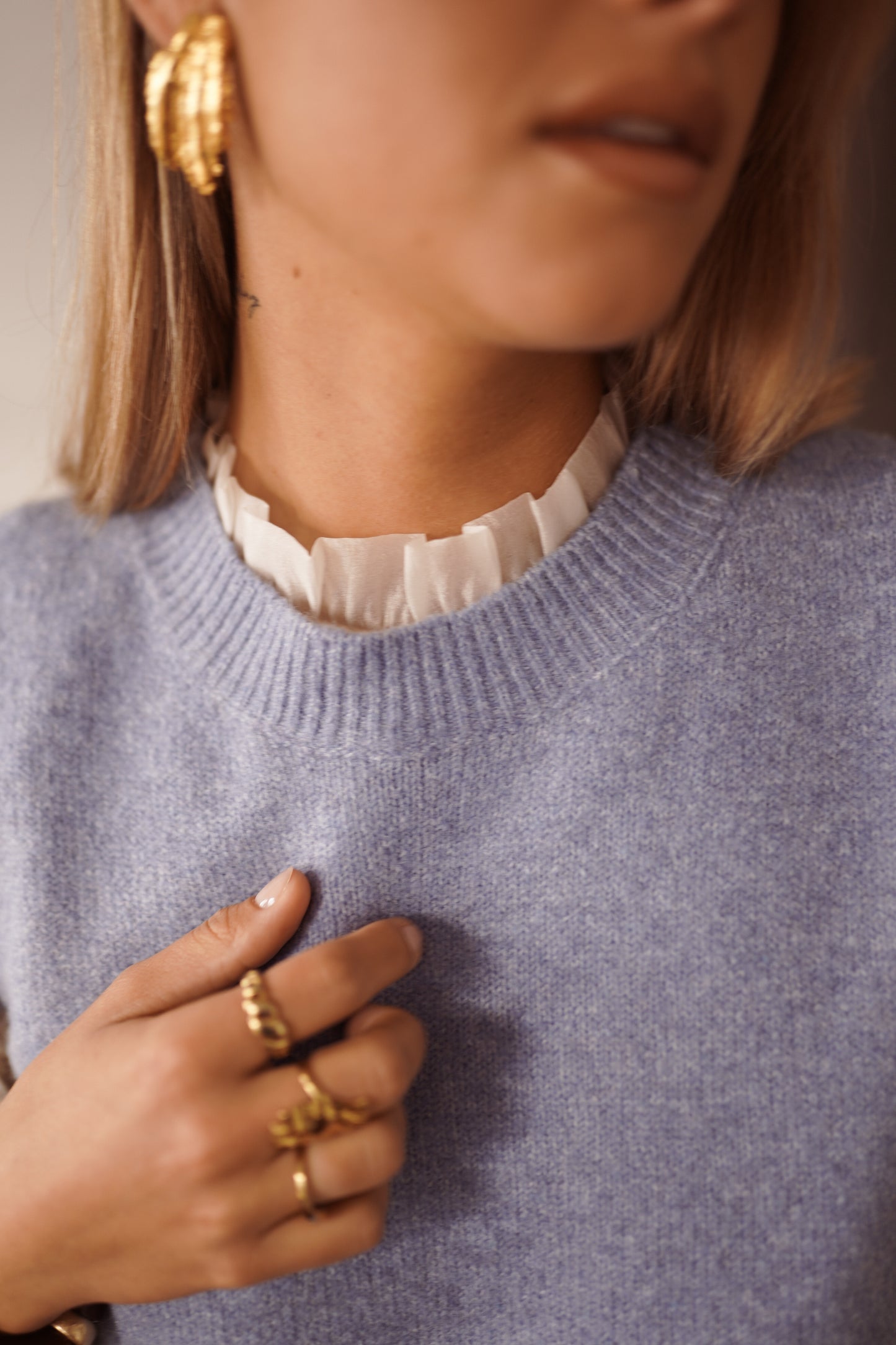 Penelope blue knit gilet & blouse set