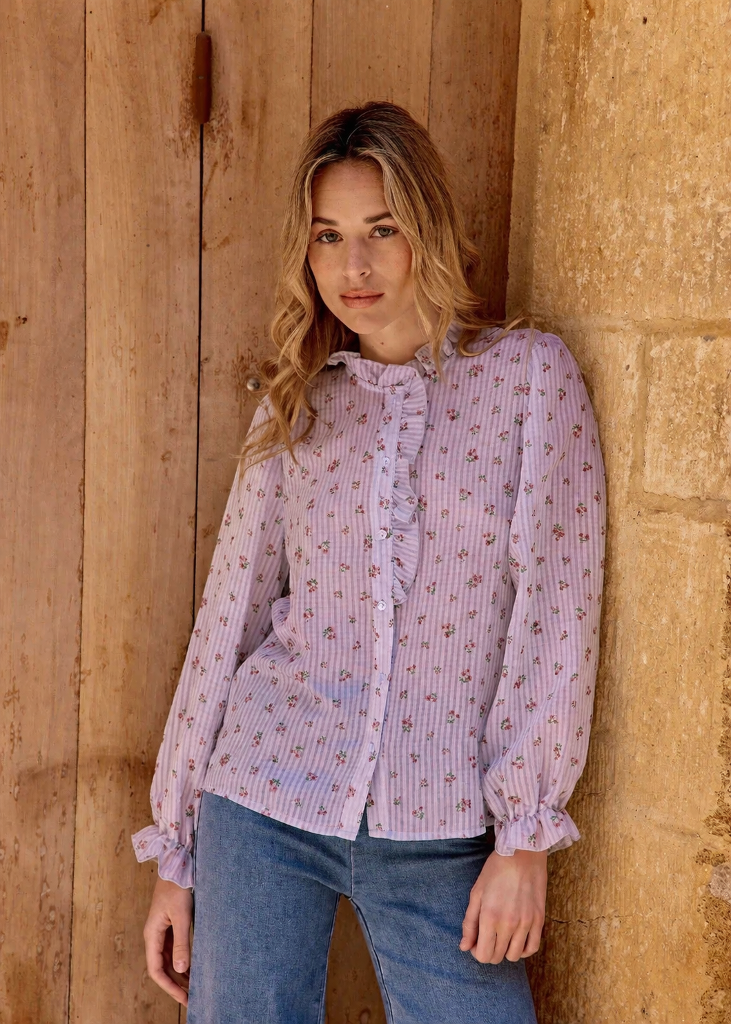 Cleo lilac floral blouse