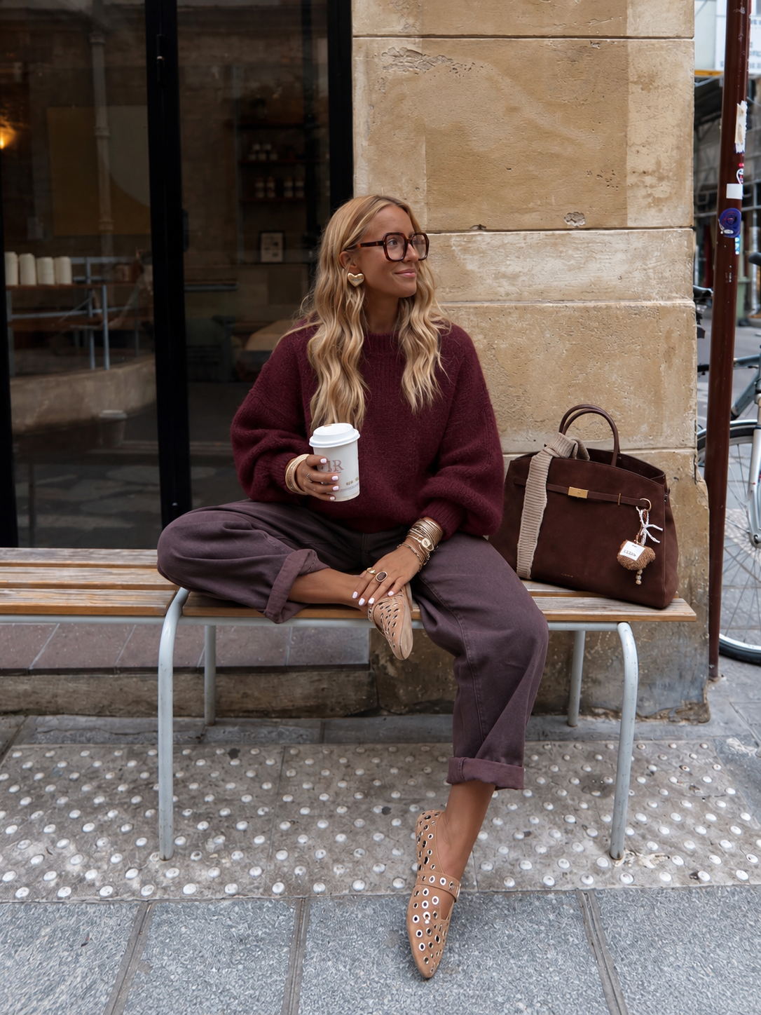 Ava burgundy 20% mohair balloon sleeve jumper