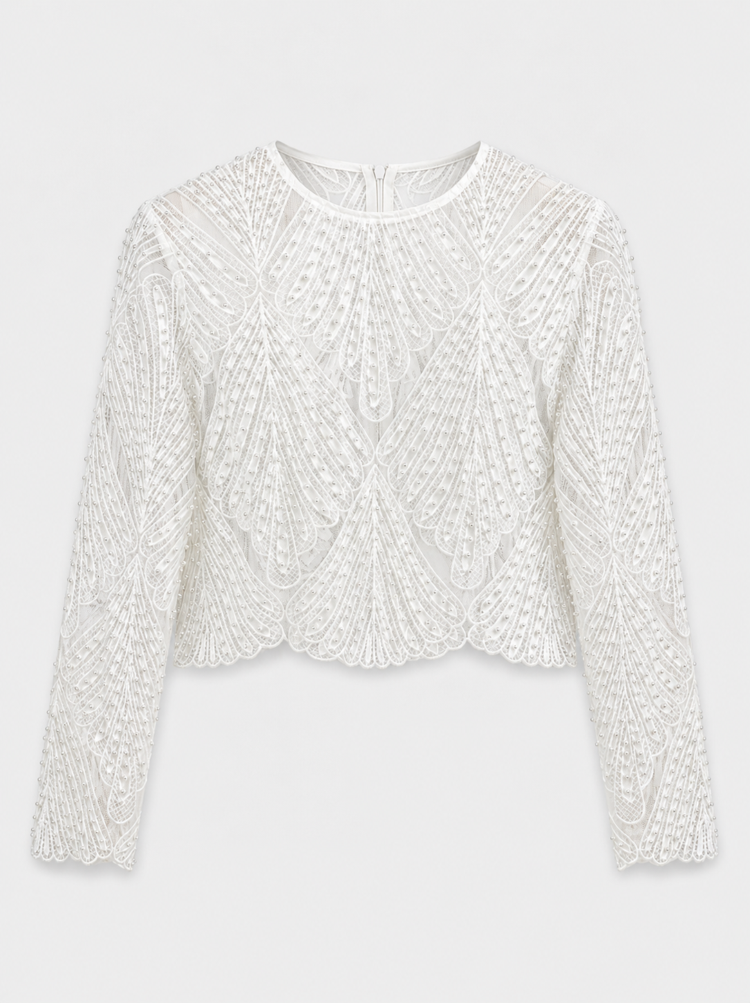 Lola white pearl beaded embroidered top