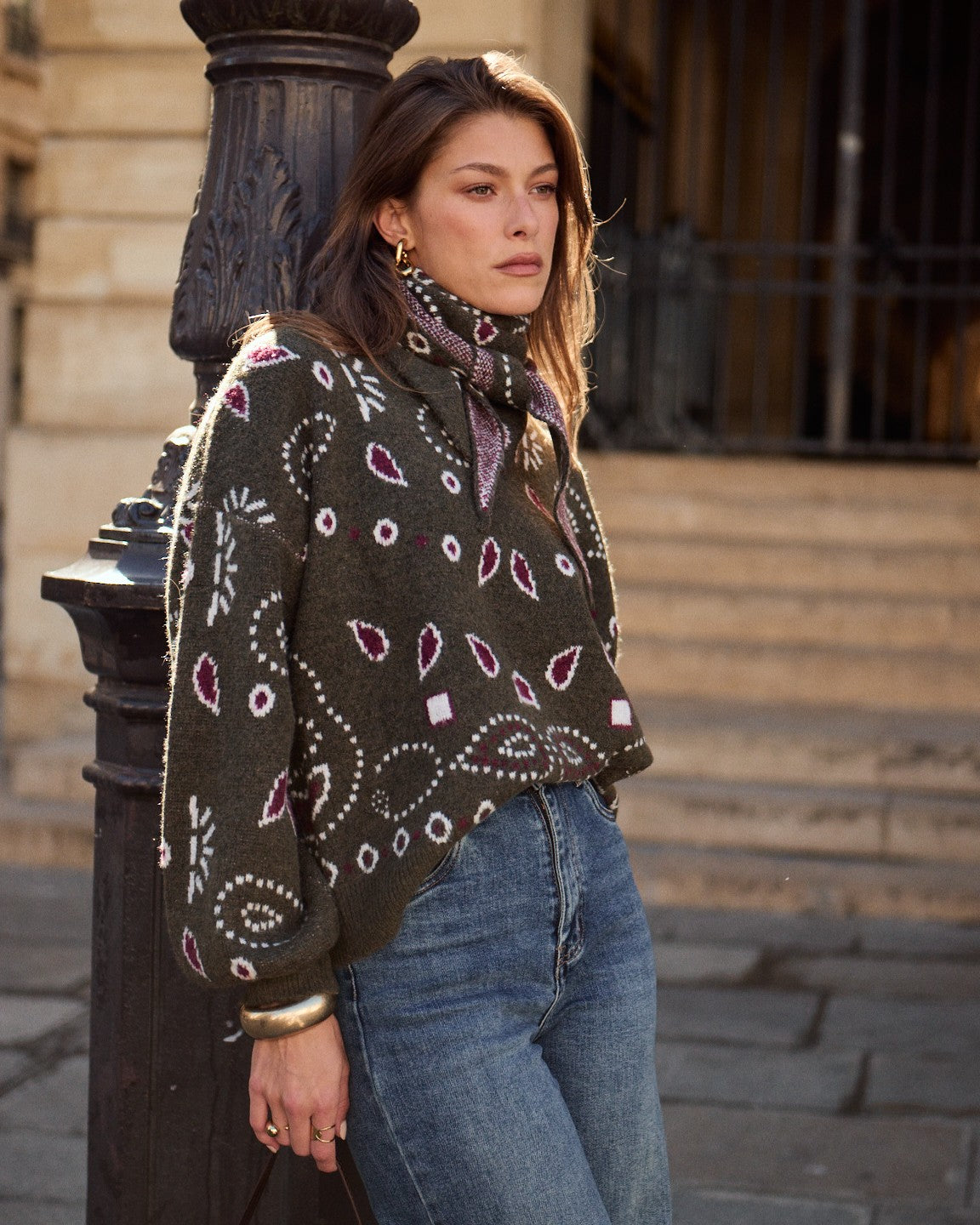 Gráinne khaki jumper with scarf
