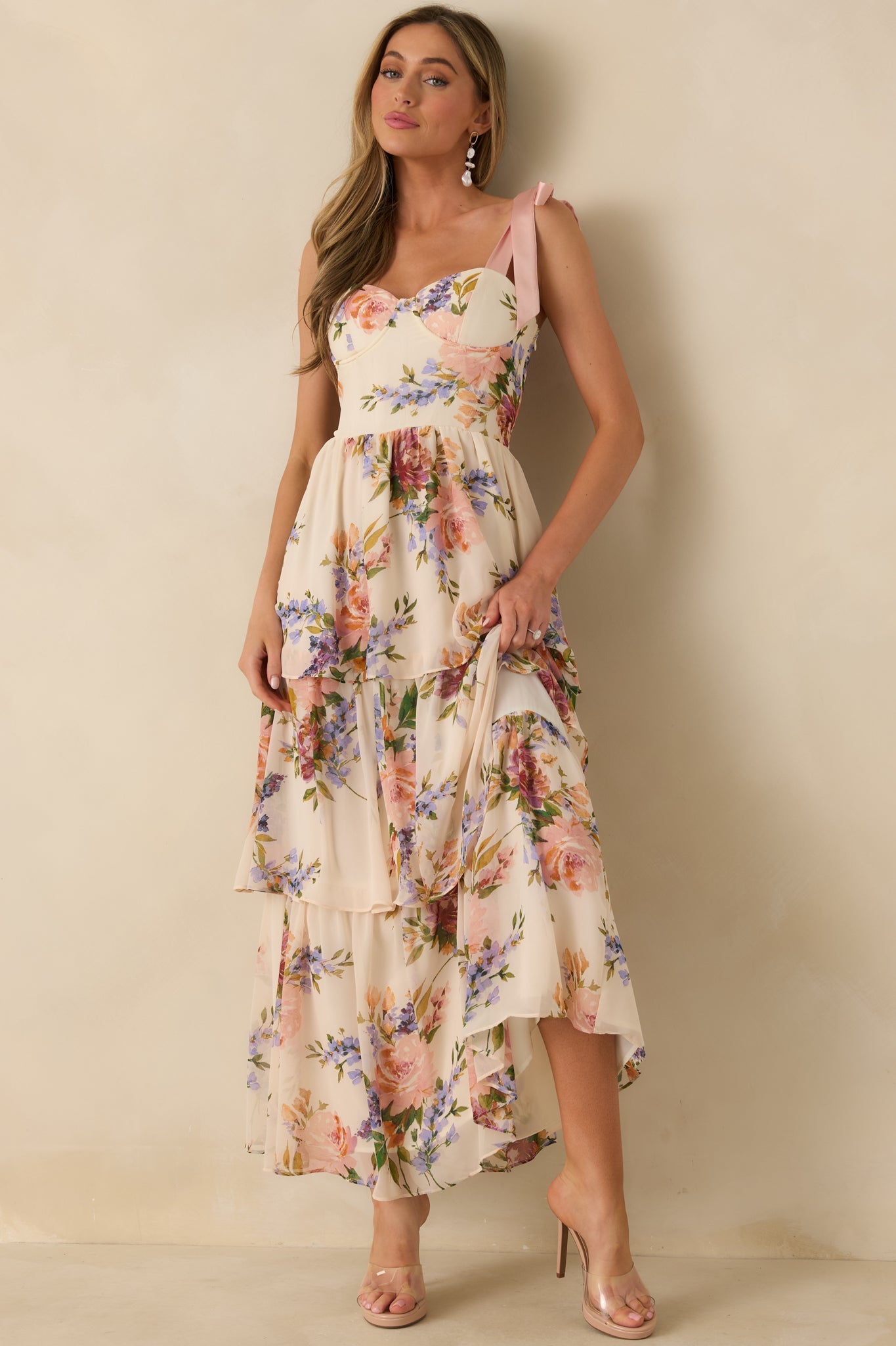 Delicate Affair corset layered maxi dress
