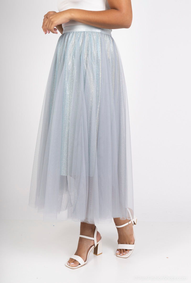 Luna blue glitter tulle skirt