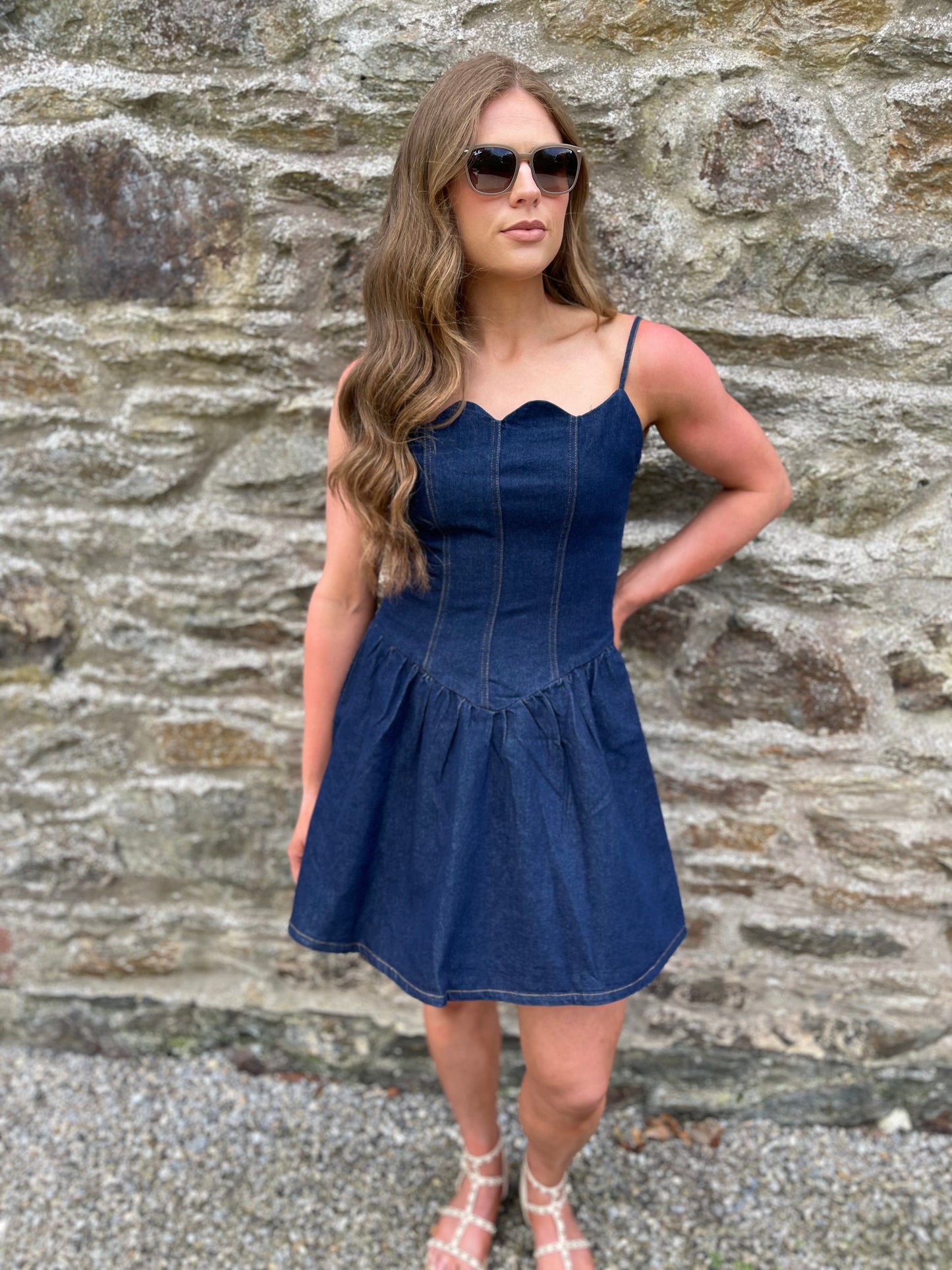 Rachel dark denim skater dress