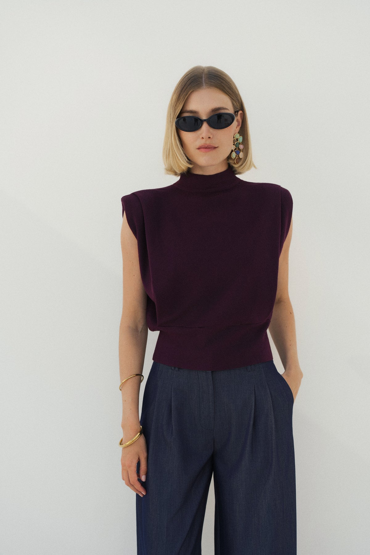Matilda burgundy knit top