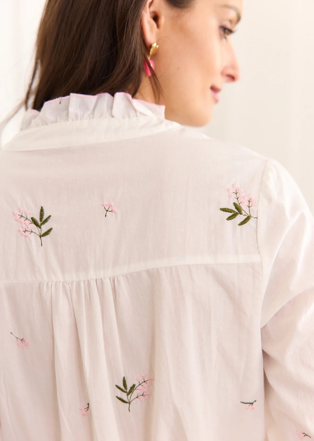 Eliza white blouse with pink flowers