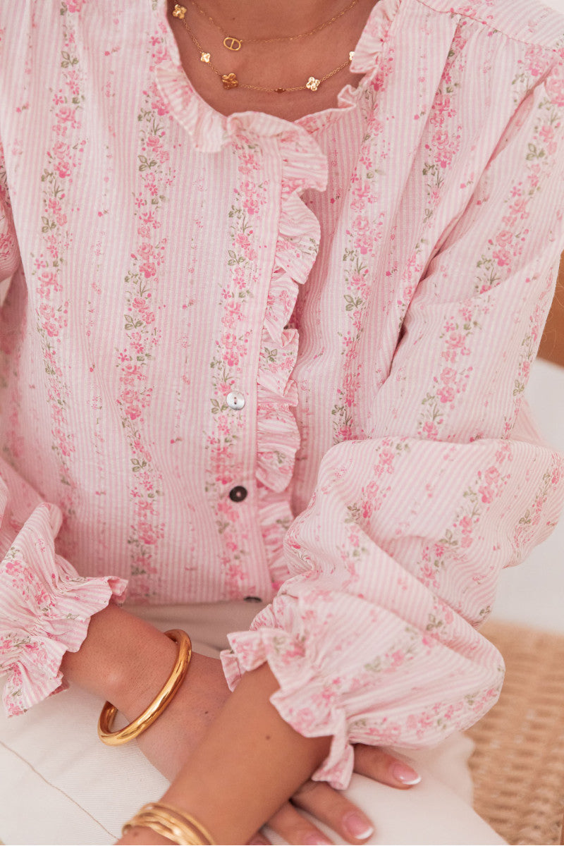 Lara pink floral blouse