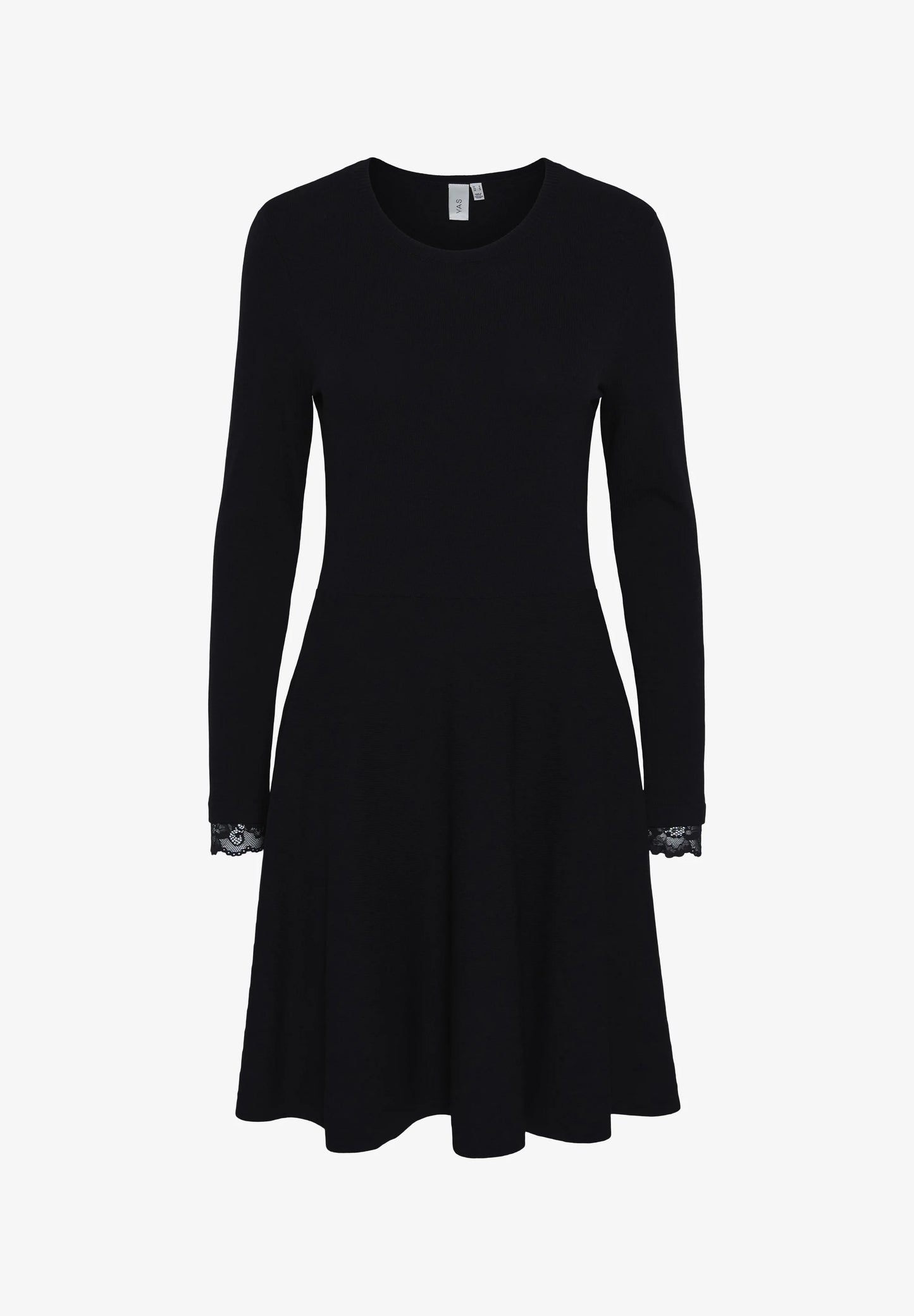YAS Black knit dress with lace trim