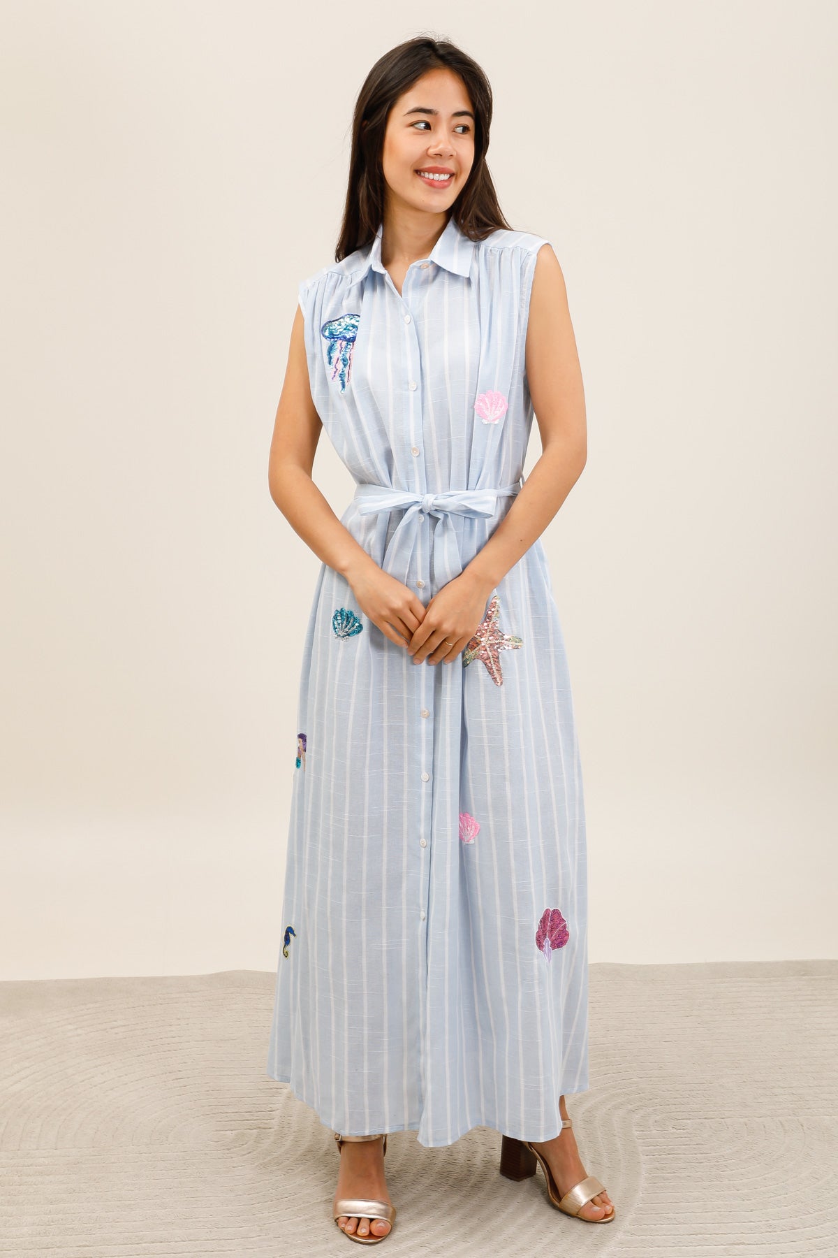 Tamsin blue stripe under the sea sequin dress