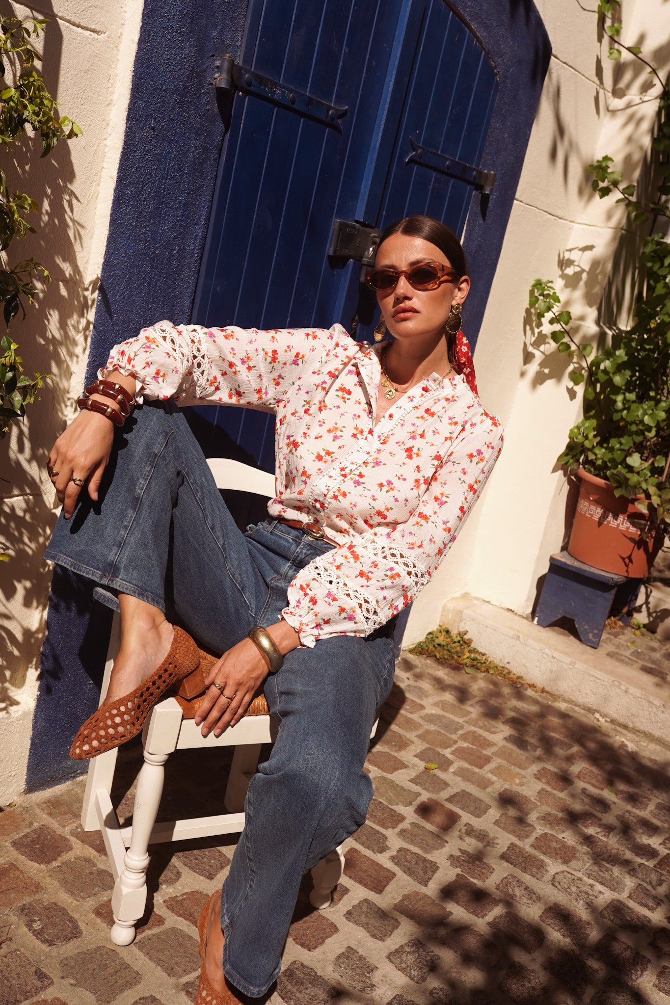 Ines floral boho blouse