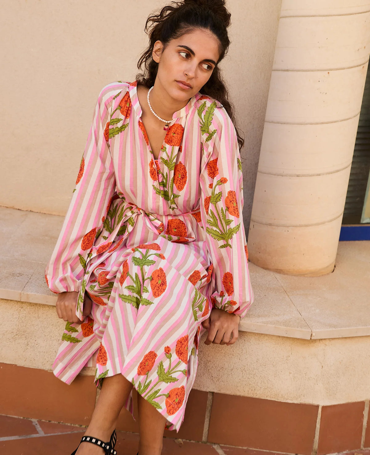 Molly floral stripe cotton dress