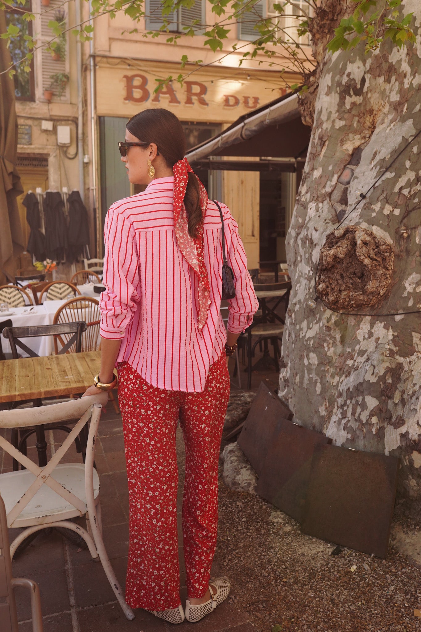 Sophie pink and red striped shirt