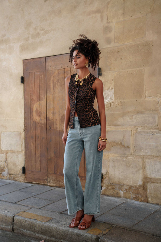 Raphael blue wash wide leg jeans