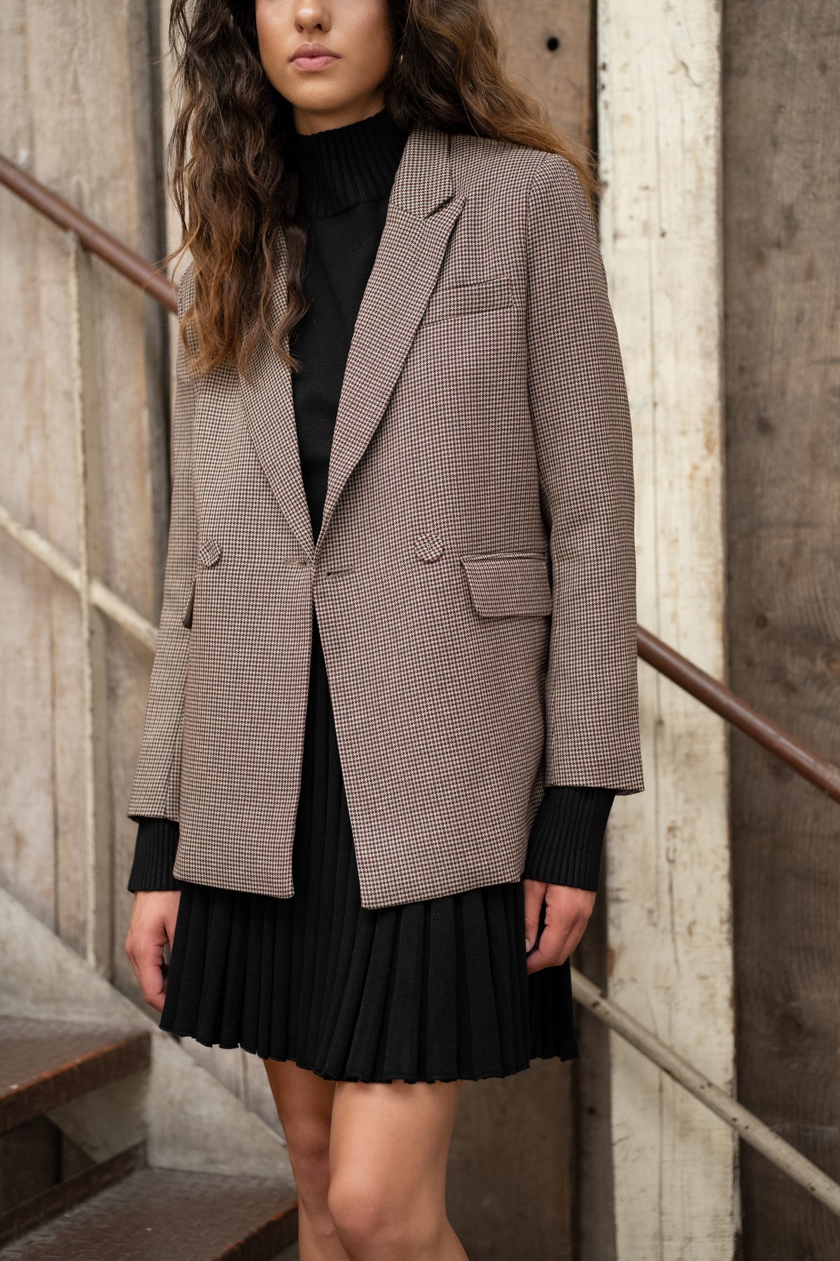 Pearl check houndstooth blazer