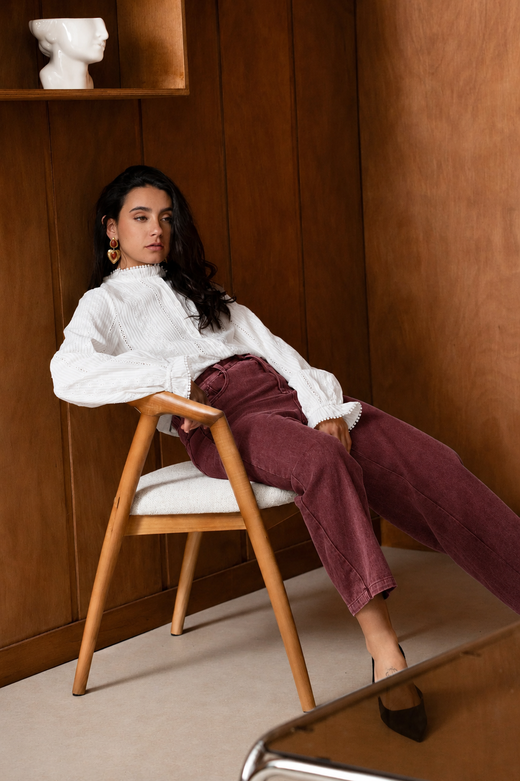 Odette burgundy barrel Jeans