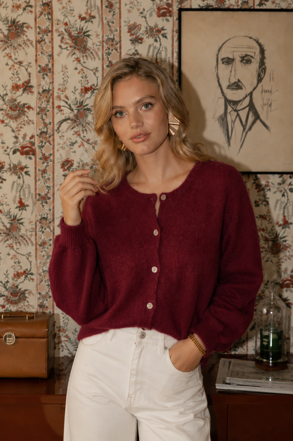 Harriet burgundy alpaca cardigan